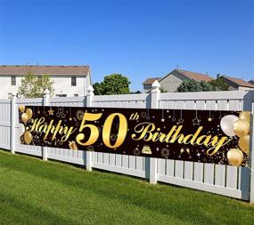 img 4 attached to 🎉 Cheerful 50th Birthday Banner: Sparkling Black & Gold Glitter Backdrop for Unisex Party – Celebrate 50 Years with Style! (50 Black)