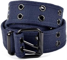 img 4 attached to Casual Solid Double Canvas Parquet Men's Accessories and Belts