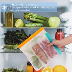 img 1 attached to 👜 Jeeker 15 Pack Dishwasher Safe Reusable Storage Bags - BPA Free Leakproof Silicone Freezer Bags (5 Gallon Bags + 5 Sandwich Bags + 5 Snack Bags)