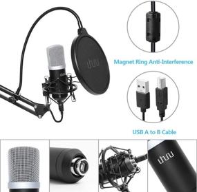 img 1 attached to 🎙️ UHURU USB Podcast Condenser Microphone Kit - 192kHz/24bit, Professional PC Streaming Cardioid Mic with Boom Arm, Shock Mount, Pop Filter, and Windscreen. Ideal for Broadcasting, Recording, and YouTube