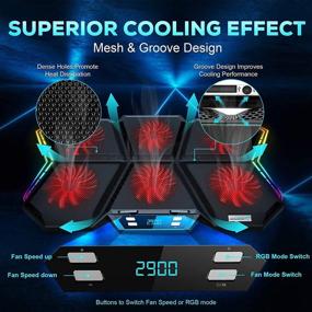 img 1 attached to AUTENS RGB Laptop Cooling Pad with LED Screen - Gaming Laptop Cooler: 12-Mode, 6 High-Speed Adjustable Fans, Red LED Light, 7 Stand Heights, 2 USB Ports - Compatible with up to 15.6'' Laptops & PS4