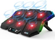 autens rgb laptop cooling pad with led screen - gaming laptop cooler: 12-mode, 6 high-speed adjustable fans, red led light, 7 stand heights, 2 usb ports - compatible with up to 15.6'' laptops & ps4 logo