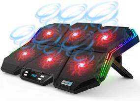 img 2 attached to AUTENS RGB Laptop Cooling Pad with LED Screen - Gaming Laptop Cooler: 12-Mode, 6 High-Speed Adjustable Fans, Red LED Light, 7 Stand Heights, 2 USB Ports - Compatible with up to 15.6'' Laptops & PS4