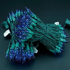 img 2 attached to 66 Feet 200 Count UL Certified Blue Christmas Lights on Green Wire - Pack of 2 Sets | 33 Ft 100 Count Blue Incandescent Mini Light Set with Green Wire