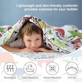 img 2 attached to 🦖 4 Piece Dinosaur Theme Toddler Bedding Set with Quilted Comforter, Fitted Sheet, Flat Top Sheet, and Pillow Case - Standard Size Bedding Set, White