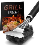 🔥 bristle-free stainless steel grill brush and scraper - 18" bbq cleaning brush for outdoor grill grate, 3 in 1 bristles grill cleaner brush, safe and effective логотип