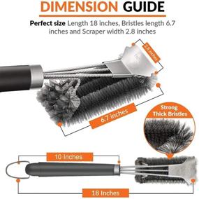 img 2 attached to 🔥 Bristle-Free Stainless Steel Grill Brush and Scraper - 18" BBQ Cleaning Brush for Outdoor Grill Grate, 3 in 1 Bristles Grill Cleaner Brush, Safe and Effective