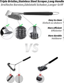 img 3 attached to 🔥 Bristle-Free Stainless Steel Grill Brush and Scraper - 18" BBQ Cleaning Brush for Outdoor Grill Grate, 3 in 1 Bristles Grill Cleaner Brush, Safe and Effective