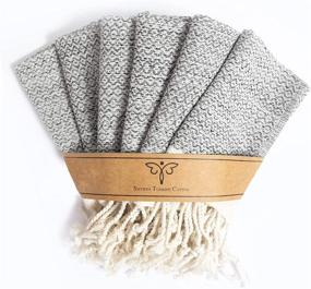 img 4 attached to 🍽️ Smyrna Turkish Cotton Kitchen Dish Towels Pack of 6 - 100% Natural Cotton, 12x12 Inches - Machine Washable Wash Cloths - Ultra Soft, Absorbent, Prewashed and Quick Dry - Turkish Dish Towels in Gray 12x12