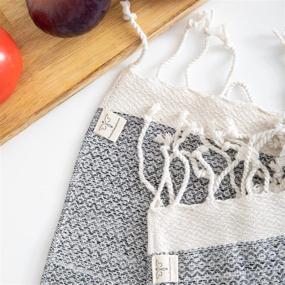 img 3 attached to 🍽️ Smyrna Turkish Cotton Kitchen Dish Towels Pack of 6 - 100% Natural Cotton, 12x12 Inches - Machine Washable Wash Cloths - Ultra Soft, Absorbent, Prewashed and Quick Dry - Turkish Dish Towels in Gray 12x12