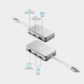 img 3 attached to 🔌 LINKWIN USB C Hub Adapter with Tempered Glass - 6-in-1 Multiport Hub for Apple MacBook Pro 13 - USB C to HDMI, VGA, 2x USB 3.0, Charging, RJ45 Gigabit Ethernet - White