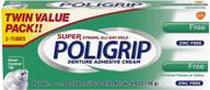 💪 super poligrip zinc free denture and partials adhesive cream twin pack - 2.4oz for long-lasting hold logo