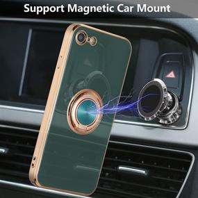 img 1 attached to EYZUTAK Electroplated Magnetic Ring Holder Case - Drak Green: 360 Degree Rotation, Metal Finger Ring, Magnet Car Holder, Soft Silicone Shockproof Cover for iPhone 7 Plus iPhone 8 Plus