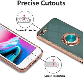 img 2 attached to EYZUTAK Electroplated Magnetic Ring Holder Case - Drak Green: 360 Degree Rotation, Metal Finger Ring, Magnet Car Holder, Soft Silicone Shockproof Cover for iPhone 7 Plus iPhone 8 Plus