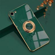 eyzutak electroplated magnetic ring holder case - drak green: 360 degree rotation, metal finger ring, magnet car holder, soft silicone shockproof cover for iphone 7 plus iphone 8 plus logo