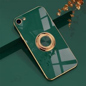 img 4 attached to EYZUTAK Electroplated Magnetic Ring Holder Case - Drak Green: 360 Degree Rotation, Metal Finger Ring, Magnet Car Holder, Soft Silicone Shockproof Cover for iPhone 7 Plus iPhone 8 Plus