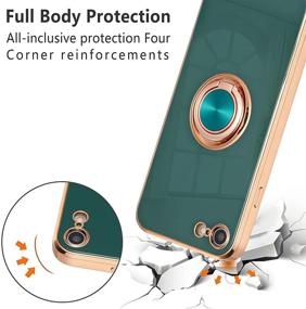 img 3 attached to EYZUTAK Electroplated Magnetic Ring Holder Case - Drak Green: 360 Degree Rotation, Metal Finger Ring, Magnet Car Holder, Soft Silicone Shockproof Cover for iPhone 7 Plus iPhone 8 Plus