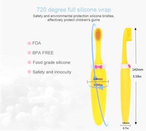 img 3 attached to 🦷 Детская силиконовая зубная щетка Dupad - 100% силикон высокого качества, без БПА/ПВХ/фталатов, антискользящий дизайн, милые зубные щетины красивого цвета - универсальная, 3+ года, комплект из 2 штук (желтый)