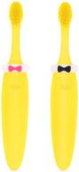 🦷 детская силиконовая зубная щетка dupad - 100% силикон высокого качества, без бпа/пвх/фталатов, антискользящий дизайн, милые зубные щетины красивого цвета - универсальная, 3+ года, комплект из 2 штук (желтый) логотип
