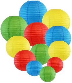 img 1 attached to Just Artifacts Decorative Round 12Pcs Assorted Paper Lanterns (Color: Blue