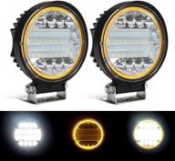 💡 parleto 4.5" led round light bar 72w white spot light pod - off road fog driving roof bar bumper with amber angel eye drl marker light - pack of 2: powerful illumination for enhanced visibility and safety logo