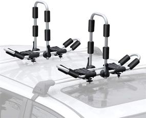 img 4 attached to 🚣 Leader Accessories 2 in 1 Aluminum Folding Kayak Rack J Bar Car Roof Rack: Secure Canoe, Surf Board, and SUP on SUV, Car and Truck Crossbar with 4 pcs Tie Down Straps