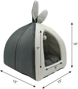 img 2 attached to 🐱 Meordi Cat Beds for Kittens - Pet Bed for Cats or Small Dogs: 2-in-1 Cat Tent and Rabbit Shape Cat Cave with Removable Washable Pillow