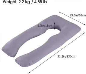 img 3 attached to 🤰 MINGPINHUIUS Pregnancy Body Pillow - U Shaped 130cm/51 Maternity Pillow for Pregnant Women, Fuller Inner Cotton, Detachable Washable Cover (Deep Grey) with Cotton Pillowcase - 4.85lbs/2.2KG Weight