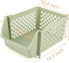 img 3 attached to 📦 Yarlung - 4 Pack Plastic Stackable Storage Baskets - Semi Open Organizer Shelf Bins for Snacks, Toys & More - 4 Colors, 15x10x7 Inch