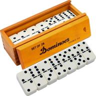 wooden queensell premium dominoes set in a stylish case logo