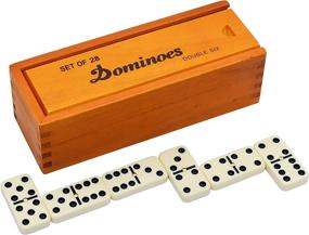 img 1 attached to Wooden Queensell Premium Dominoes Set in a Stylish Case