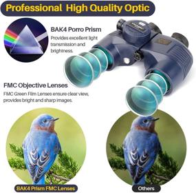 img 2 attached to USCAMEL 10x50 Marine Binoculars for Adults - Waterproof Binoculars with Rangefinder Compass, BAK4 Prism FMC Lens - Ideal for Navigation, Bird Watching, Hunting - Includes Tripod Adapter