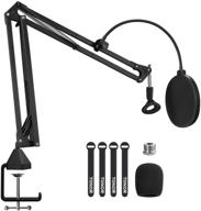 🎙️ tonor microphone arm stand t20 - adjustable suspension boom scissor mic stand with pop filter and upgraded clamp for blue yeti nano, snowball ice, and other mics - includes 3/8" to 5/8" adapter and mic clip logo