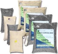 8 packs charcoal bags odor absorber: natural, non-toxic, eco-friendly & effective air purifying bag 🌿 for home, car, closet, shoes, basement – bamboo activated charcoal air freshener, moisture absorber, and odor eliminator logo