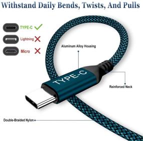 img 3 attached to 3-Pack USB Type C Charger Cable - 1.5/3.3/6.6FT Charging Cord for iPad Air 4th Gen, iPad Mini 6th Gen, Samsung Galaxy S9, S10, S10E, S20 Ultra, S21 Plus, Note 20, Note 21 Fe, Moto Z3, Z4, G7, G8, G9 Play, Power G Pro