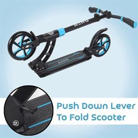 img 3 attached to 🛴 Urban High Bounce Kick Scooter for Kids - Quick Release Folding Scooter with Height Adjustment, Front Suspension, and 8" Big Wheels (Blue)