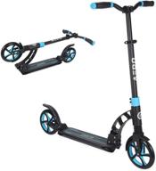 🛴 urban high bounce kick scooter for kids - quick release folding scooter with height adjustment, front suspension, and 8" big wheels (blue) logo