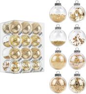 🎄 mceast 24 pcs 2.76" plastic christmas balls shatterproof decorative baubles champagne gold ornaments with stuffed delicate decorations - 8 designs christmas hanging logo