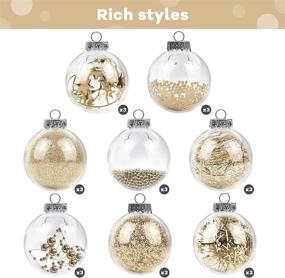 img 2 attached to 🎄 MCEAST 24 Pcs 2.76" Plastic Christmas Balls Shatterproof Decorative Baubles Champagne Gold Ornaments with Stuffed Delicate Decorations - 8 Designs Christmas Hanging