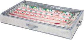 img 4 attached to mDesign Soft Fabric Gift Wrap Storage Organizer Box - Low Profile, Clear Top Panel, 2-Way Zippered Lid, Side Handles - Gray, Stores Long Rolls of Gift Wrap