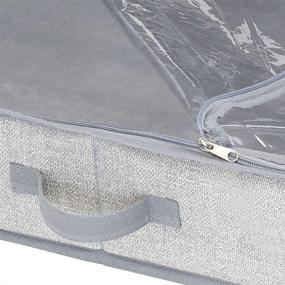 img 1 attached to mDesign Soft Fabric Gift Wrap Storage Organizer Box - Low Profile, Clear Top Panel, 2-Way Zippered Lid, Side Handles - Gray, Stores Long Rolls of Gift Wrap