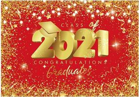 img 4 attached to Funnytree 2021 Graduation Party Backdrop: Red Golden Glitter Congrats Grad Photography Background - Perfect Prom Cake Table Decorations, Banner, and Photo Booth Supplies for Celebrating Graduates!