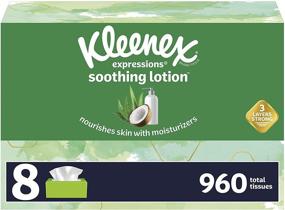 img 4 attached to 🌴 Kleenex Expressions Soothing Lotion Facial Tissues with Coconut Oil, Aloe & Vitamin E - 8 Flat Boxes, 960 Total Tissues!