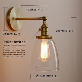 img 3 attached to 🔮 Vintage Industrial Loft Wall Light: Oval Clear Glass Shade Design, Metal Base Cap, Flush Mount Wall Sconce by Pathson Lights (Brass)