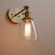 🔮 vintage industrial loft wall light: oval clear glass shade design, metal base cap, flush mount wall sconce by pathson lights (brass) логотип