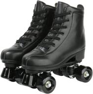 🛼 xudrez double-row roller skates for unisex | pu leather high-top shiny four-wheel roller skates logo