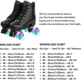 img 3 attached to 🛼 XUDREZ Double-Row Roller Skates for Unisex | PU Leather High-top Shiny Four-Wheel Roller Skates