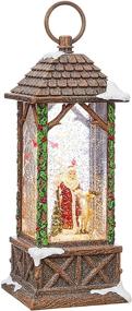 img 2 attached to 🎅 RAZ Imports Lighted Santa Water Lantern: 10.75 Inch Traditional Christmas Snow Globe with Glitter, Deer Owl Cardinals - Battery Operated & USB Powered
