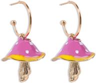 🍄 cute mushroom dangle earrings gold plated enamel food half hoop dangling stud lifelike creative jewelry for women girls - handmade y2k birthday party accessories logo