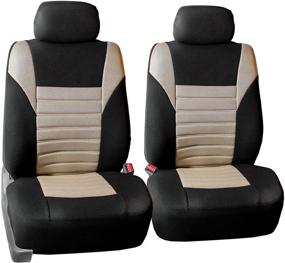 img 2 attached to 🛋️ Beige Universal Seat Cover (Premium 3D Air Mesh Design, Airbag Compatible) by FH Group FB068BEIGE102